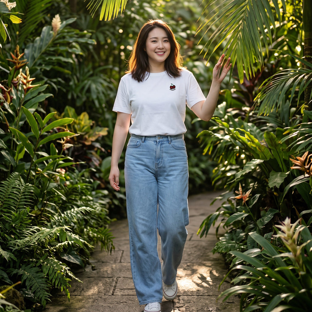 Cherry Embroidery Oversized Cotton T-Shirt | Chanlay