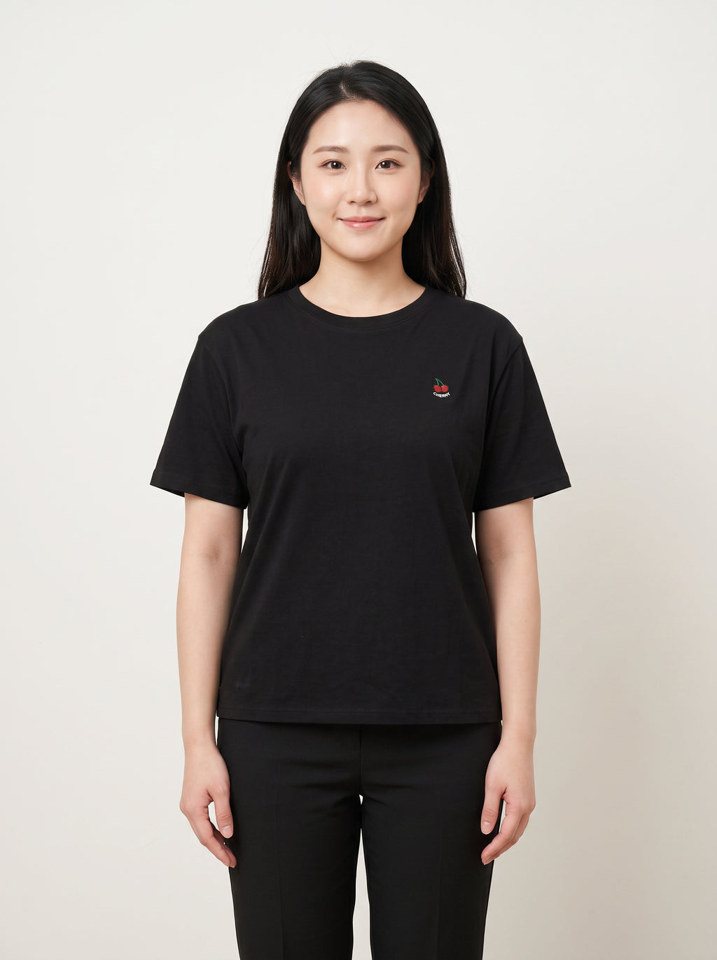 Cherry Embroidery Oversized Cotton T-Shirt | Chanlay