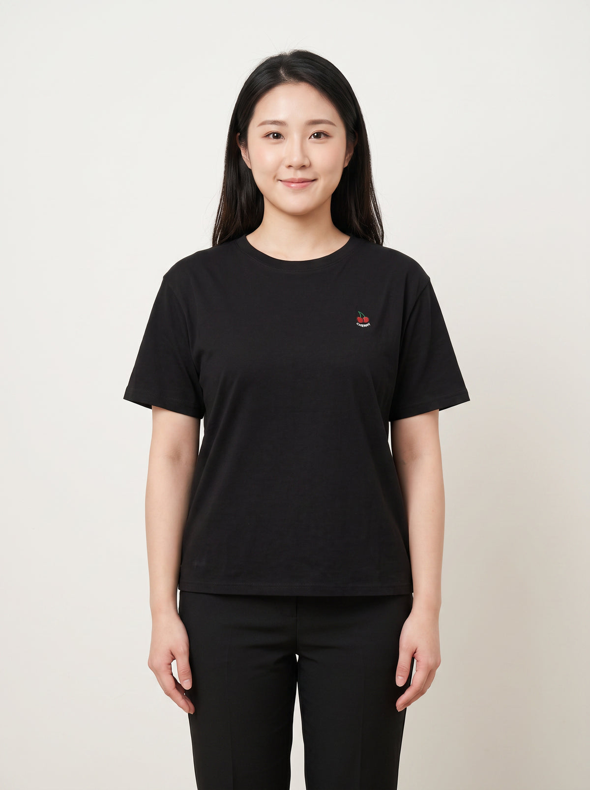 Cherry Embroidery Oversized Cotton T-Shirt | Chanlay